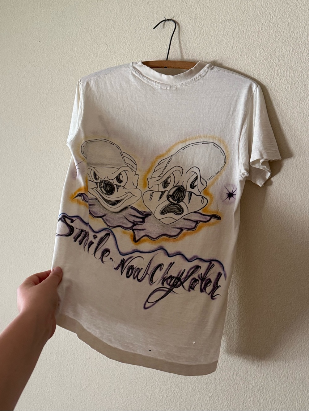 Vintage 90s Airbrush Clown Tee 🎭 Smile Now Cry Later